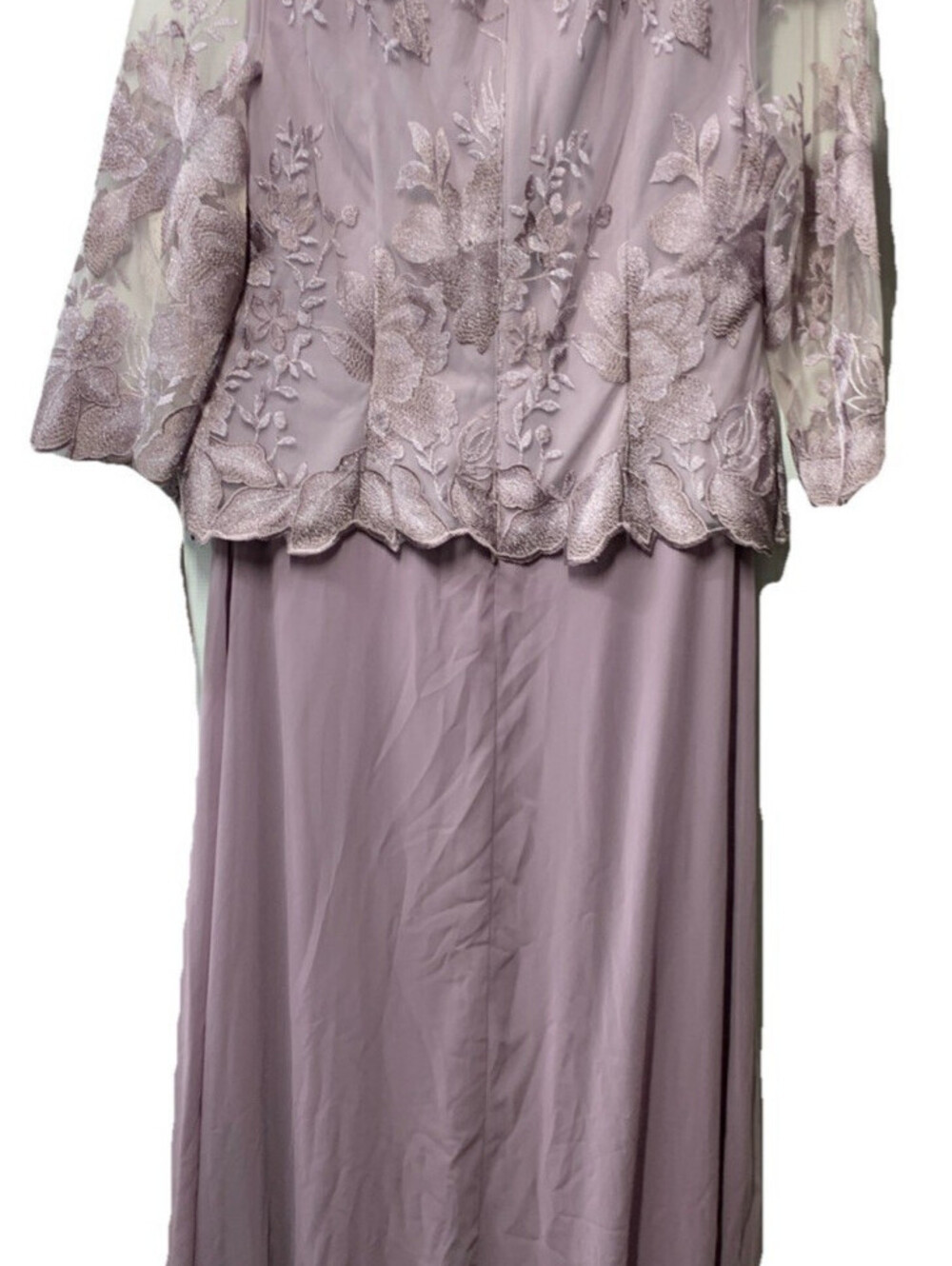 Alex Evenings Women's 3/4 Sleeve Stretch Lace Bodice Mock One Piece Gown Size 10
